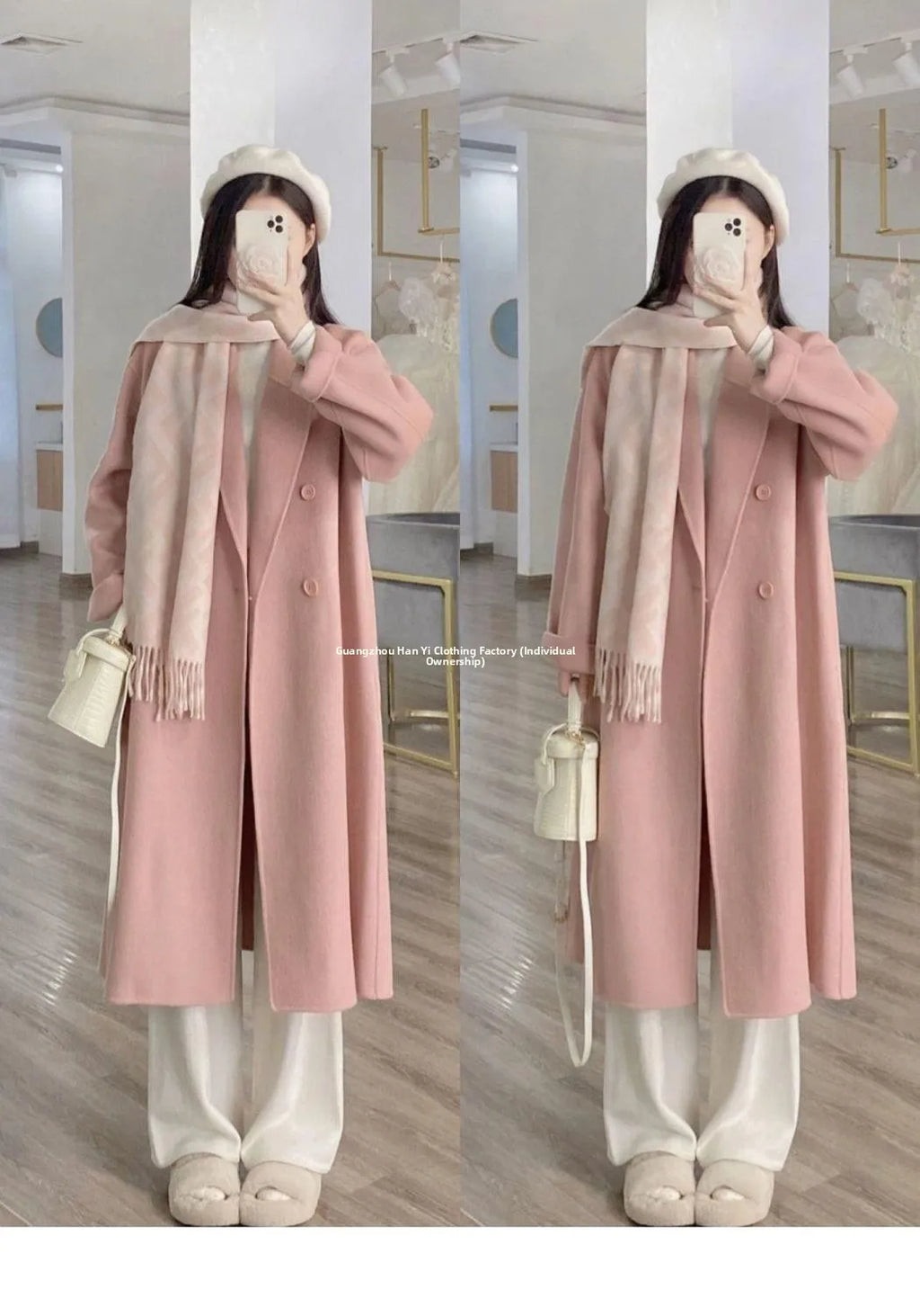 Women's Woolen Coat Hot Sale Of The Season Autumn Winter New Style Versatile Korean Style Medium Length Long Sleeve Elegant C...