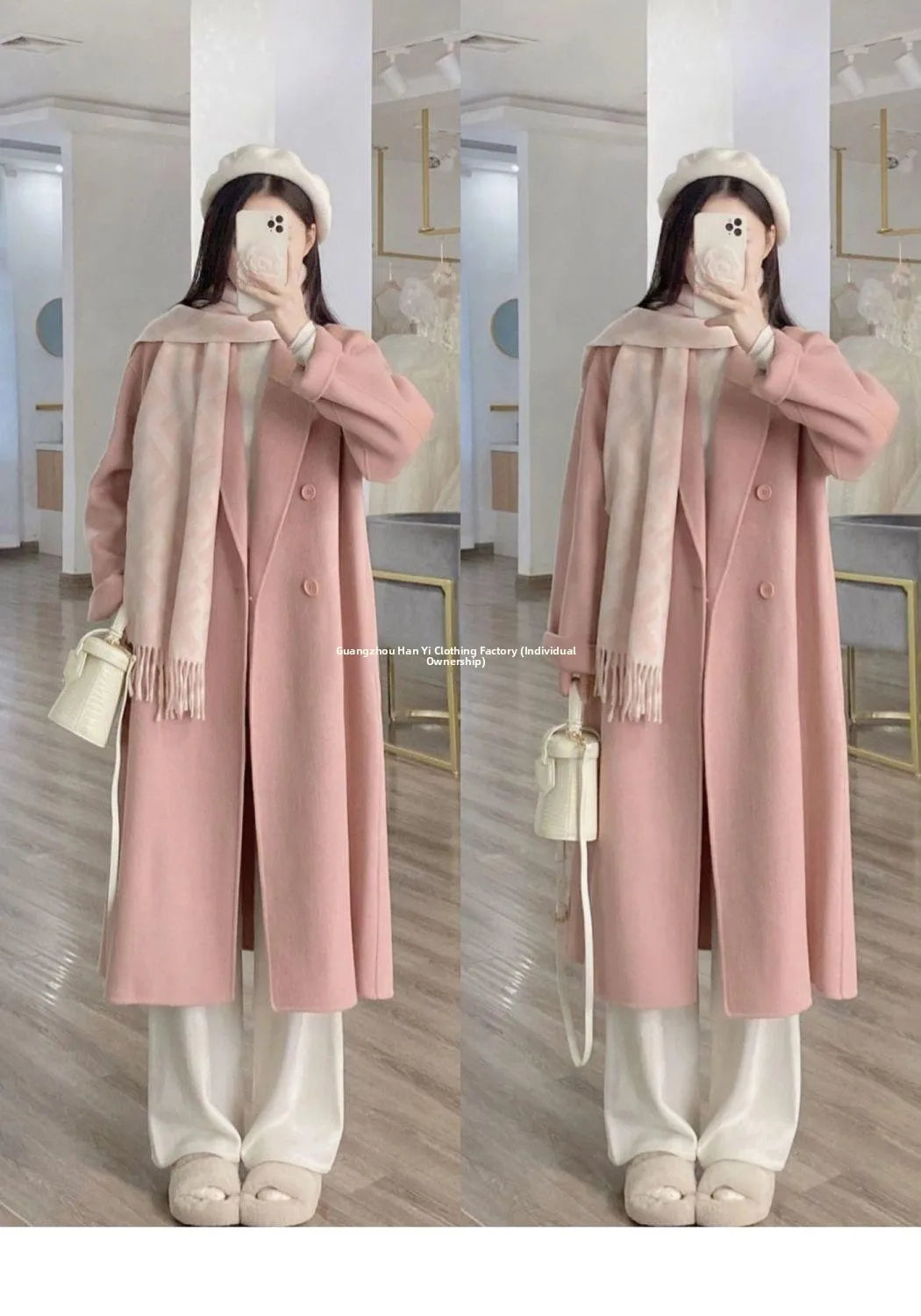 Women's Woolen Coat Hot Sale Of The Season Autumn Winter New Style Versatile Korean Style Medium Length Long Sleeve Elegant C...