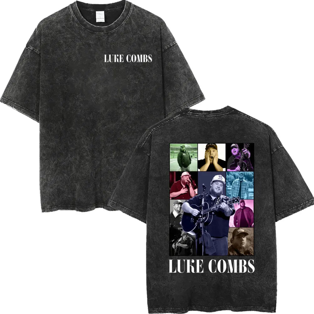 Vintage Washed Luke Combs Tour 2026 Merch T-shirts Men Women Fashion Y2k Oversized T-shirt Summer Casual Short Sleeve T Shirt