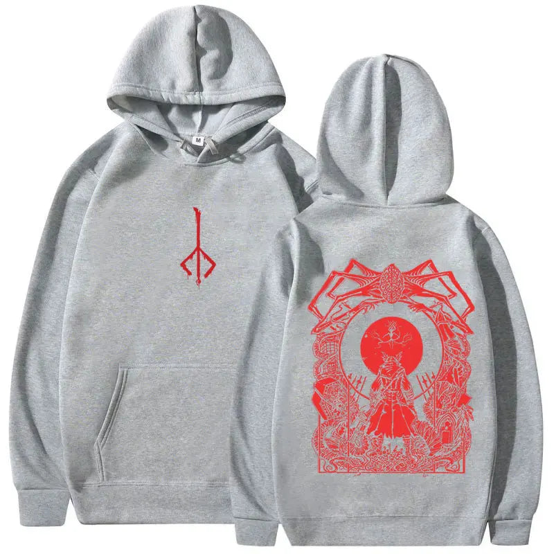 Game Bloodborne Graphic Hoodie Horror Hunter Cosplay Merch Sweatshirt Men Women Casual Vintage Pullover Man Oversized Streetwear