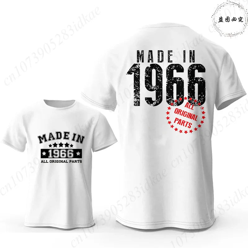 Men's 60th Birthday Vintage Graphic T Shirts: Made in 1966  Limited Edition Tops O Neck Short Sleeve Tees Casual Male Clothing