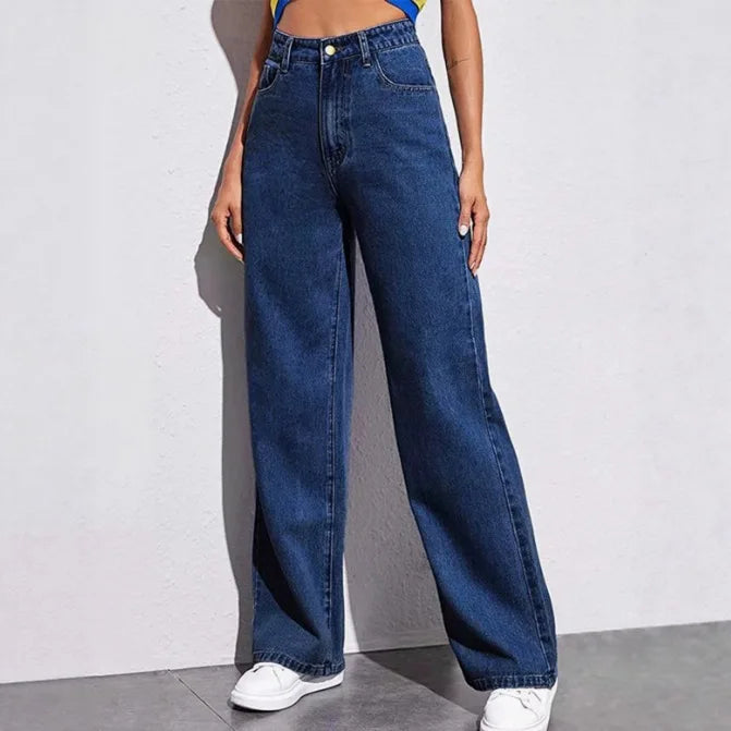 Size:S-5XL Women's Wide-Leg Jeans High-Waist Plus-Size Jeans Summer Autumn Girl Wide Leg Pants Straight-Leg Loose Casual Pants