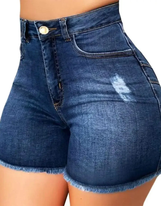 Shorts Denim Washed Women Jeans Tassel Solid High Waist Pockets Sexy Skinny Distressed 2025 Vintage Streetwear Spliced