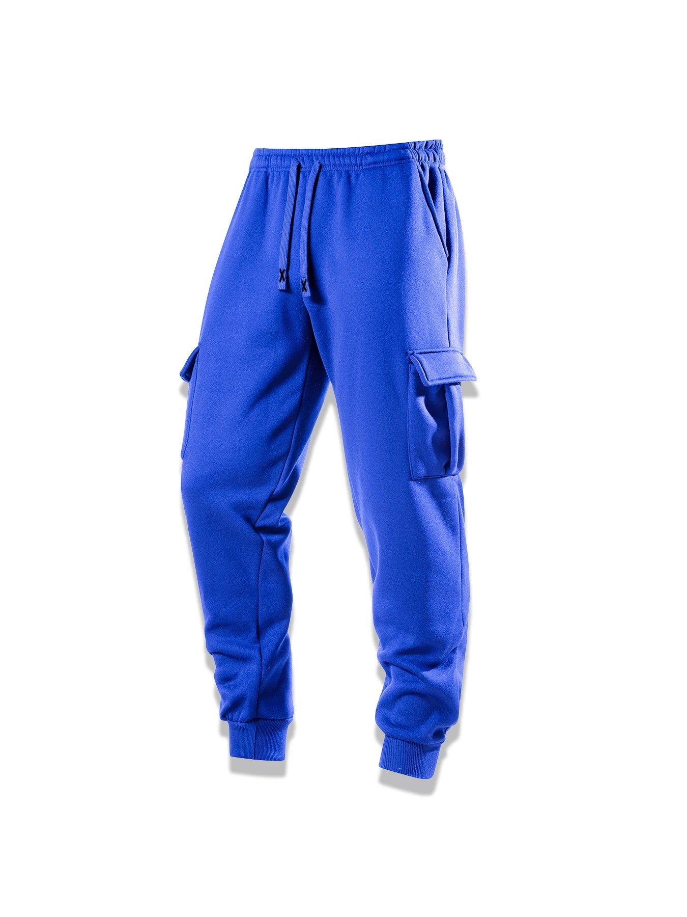 Men Cargo Pants Casual Sports Drawstring Sweatpants Spring Autumn Solid Color Patchwork Pockets Ankle Length Skinny Pencil Pants