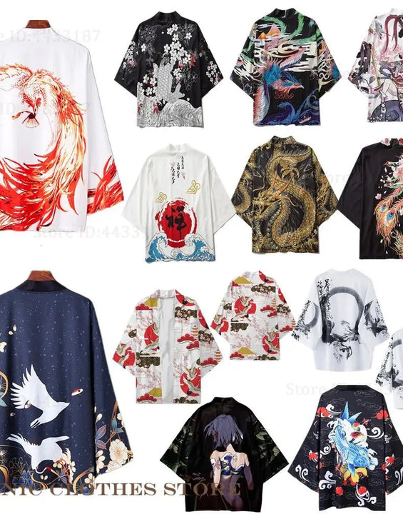 Plus Size 3XL 4XL 5XL Japanese Kimono Cardigan Cosplay Haori Yukata Top Adult Traditional Samurai Costume Loose Men Male Shirt
