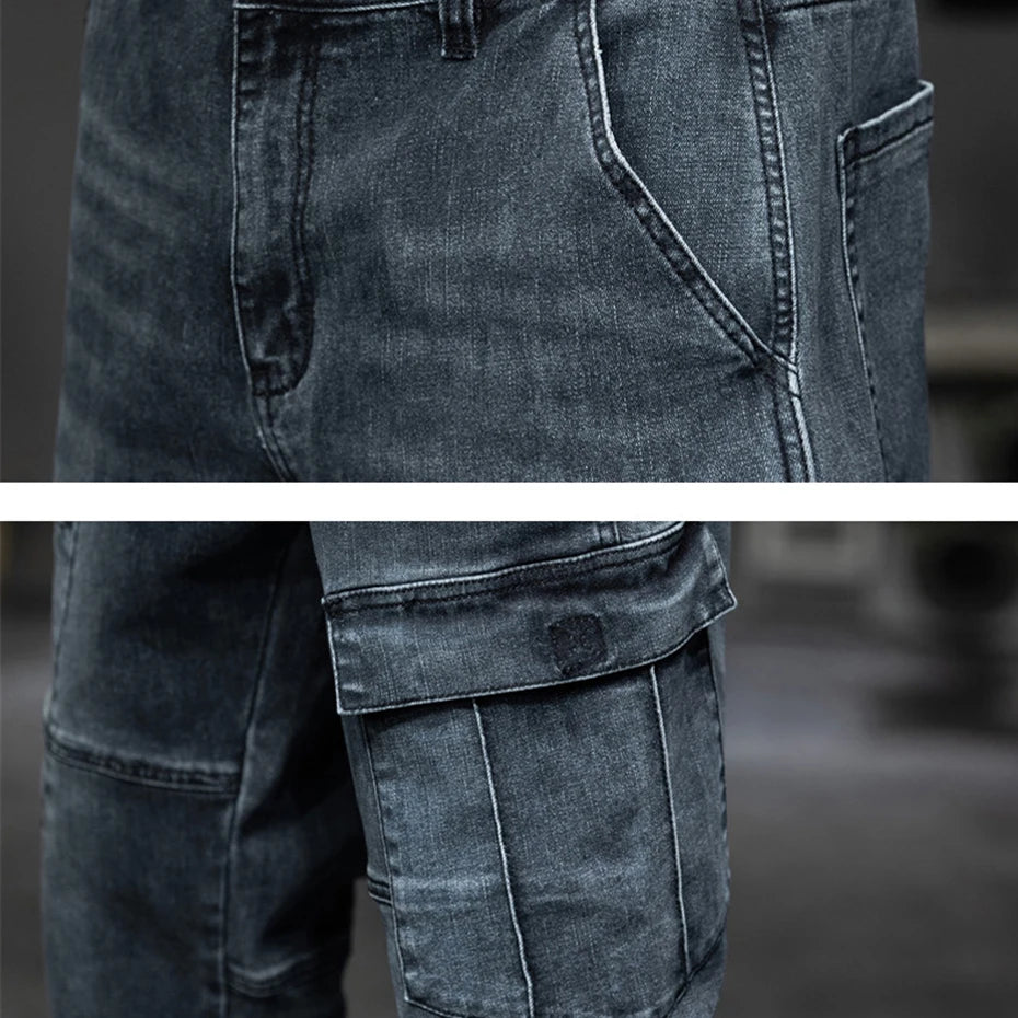 Baggy Jeans Men Plus Size 40 44 Denim Pants Fashion Pockets Cargo Jeans Pants Streetwear Loose Trousers Male Big Size Bottoms