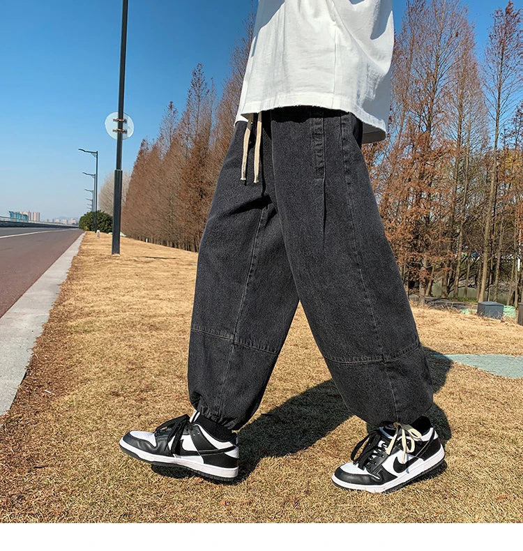 Baggy Jeans Trousers Male Denim Pants Black Wide Leg Pants Men's Jeans Oversize Cargo Korean Streetwear Hip Hop Harajuku