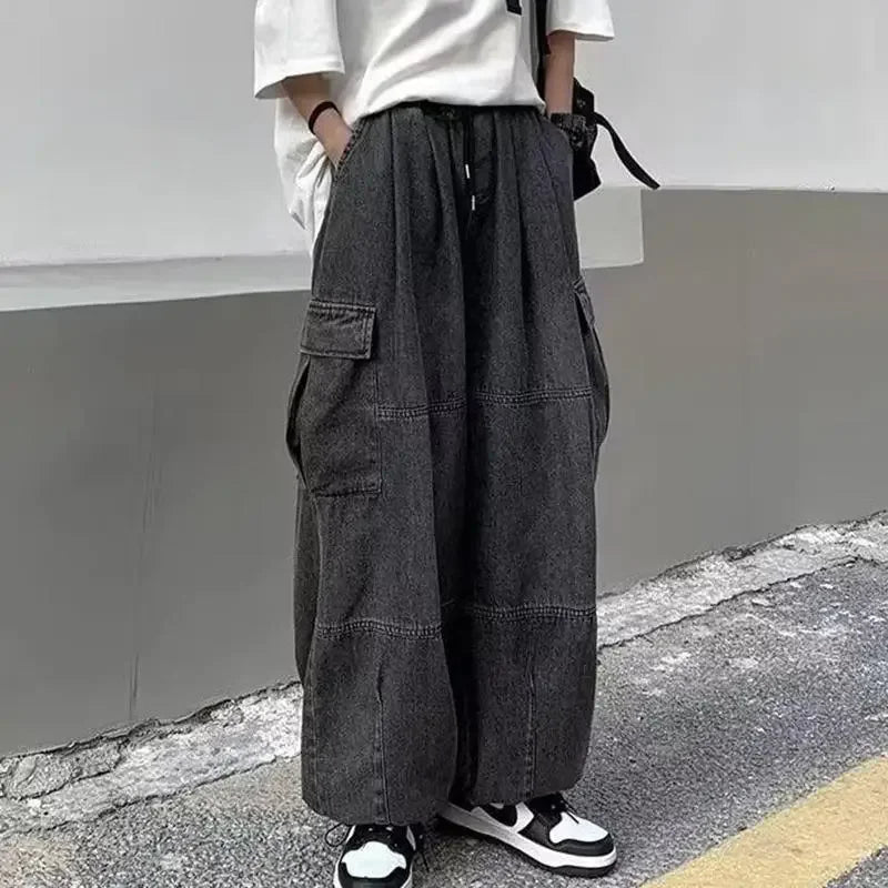 Baggy Jeans Women Oversized Vintage Denim Pants Men Retro Harajuku Wide Leg Jeans Casual Loose Elastic Waist Streetwear Trousers