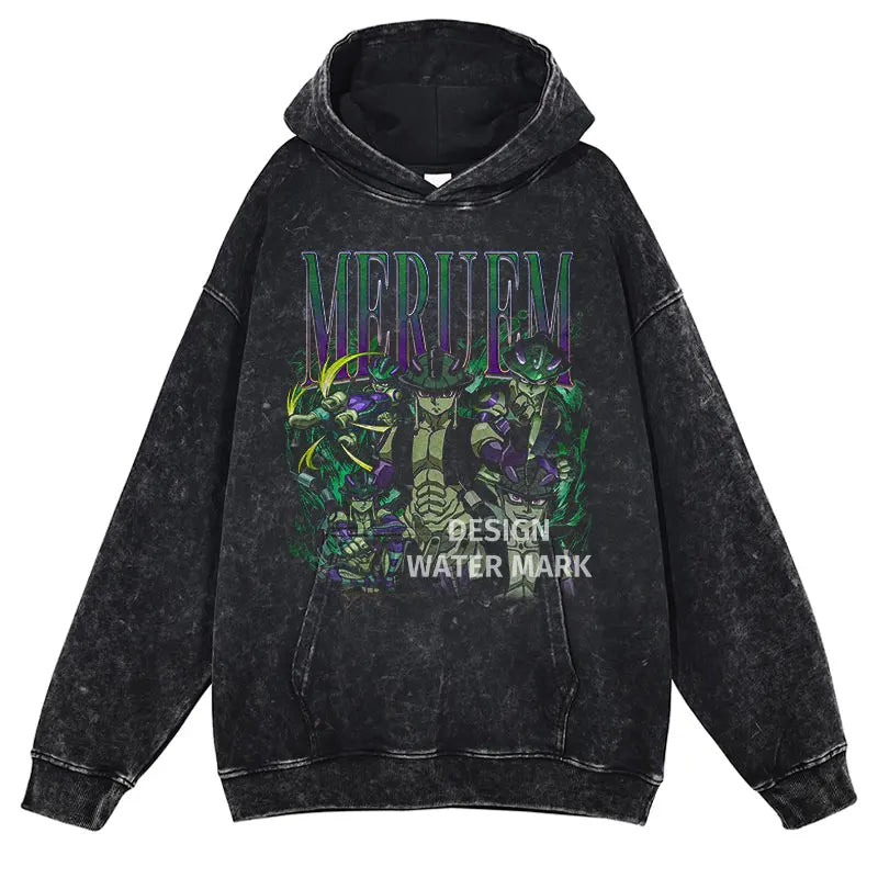 Killua Zoldyck Hoodies Vintage Washed Anime Hunter Hooded Sweatshirts Oversized Streetwear Manga Gon Kurapika Hoodie