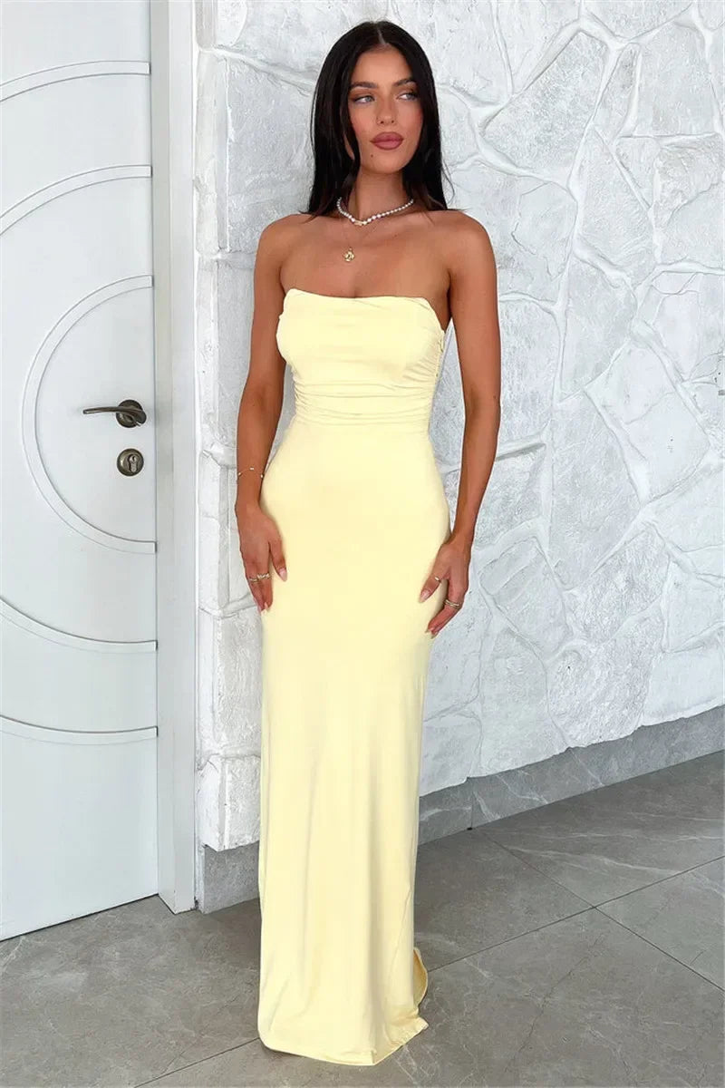 Women's lace up backless strapless maxi dress, off shoulder, fibrcon battery, club, party, long, summer, new