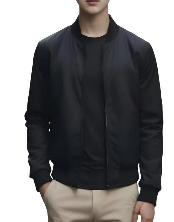 2025 Spring and Autumn New Baseball Collar Short Loose Solid Color Jacket Men's Business Casual Thin Coat Trend