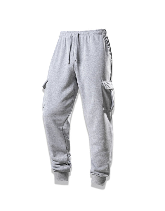 Men Cargo Pants Casual Sports Drawstring Sweatpants Spring Autumn Solid Color Patchwork Pockets Ankle Length Skinny Pencil Pants