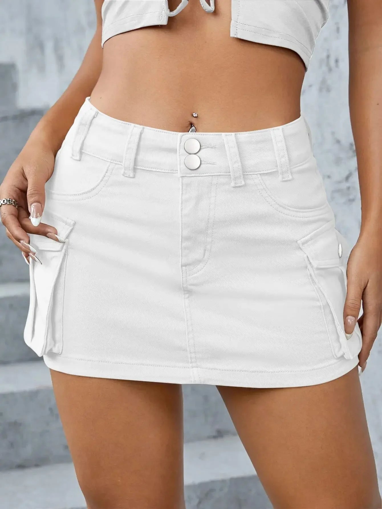 Women Skirts Denim Washed Solid Low Waist Slim Fit Sexy Wrap Buttocks Mini Dress High Street Spliced Skirt Pockets 2025