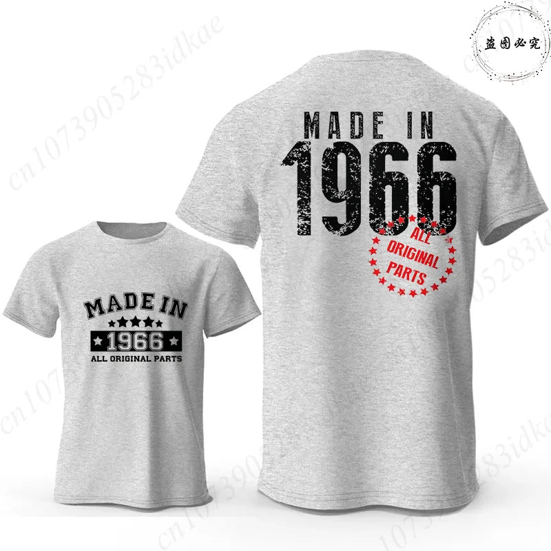 Men's 60th Birthday Vintage Graphic T Shirts: Made in 1966  Limited Edition Tops O Neck Short Sleeve Tees Casual Male Clothing