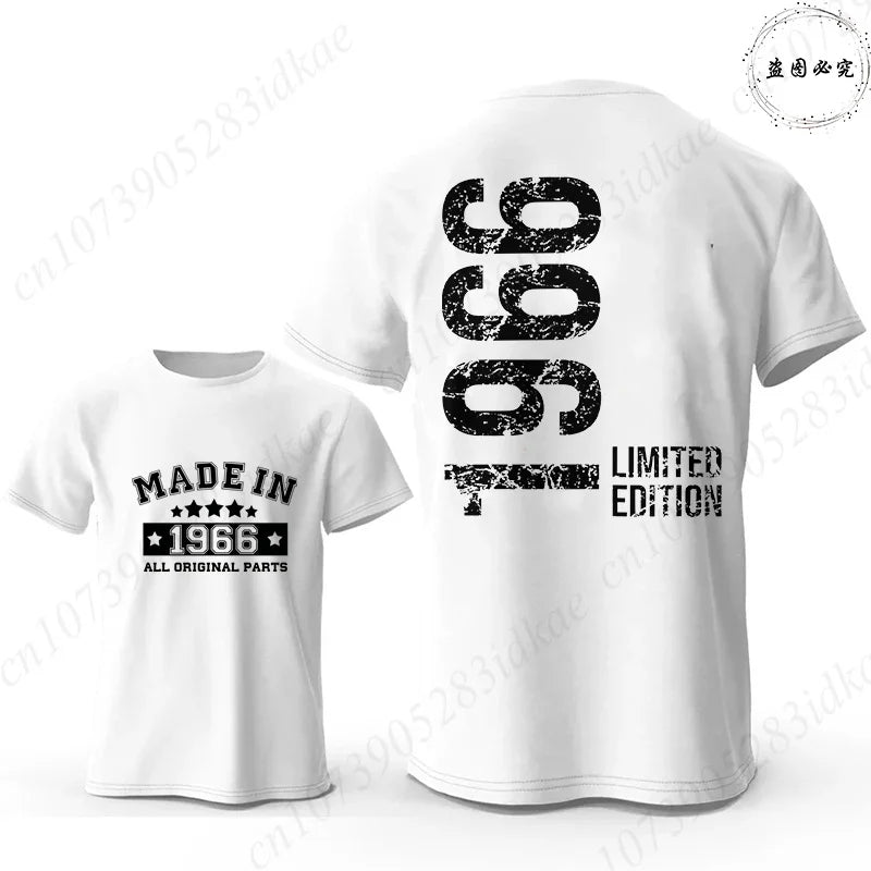 Men's 60th Birthday Vintage Graphic T Shirts: Made in 1966  Limited Edition Tops O Neck Short Sleeve Tees Casual Male Clothing
