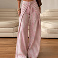 Pants Leg Stripe Women Trousers Adjustable Waist Wrap Loose Summer Floor Length Boho Palazzo Trousers Women Outfit For Women