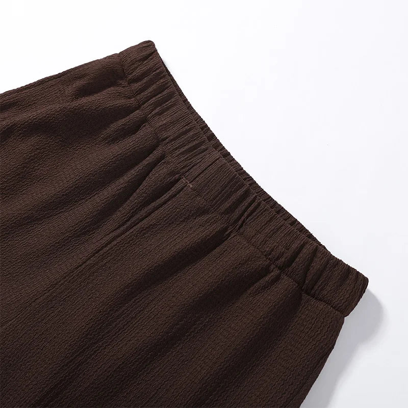 Tie Front Textured Women Set V-Neck Loose Set Wide Sleeve Drawstring Pants Casual Lounge Solid Color 2 Piece Outfits For Daily