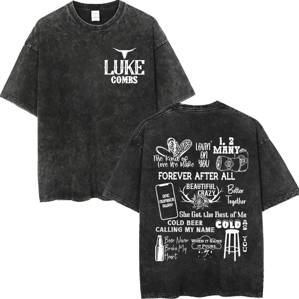 Vintage Washed Luke Combs Tour 2026 Merch T-shirts Men Women Fashion Y2k Oversized T-shirt Summer Casual Short Sleeve T Shirt