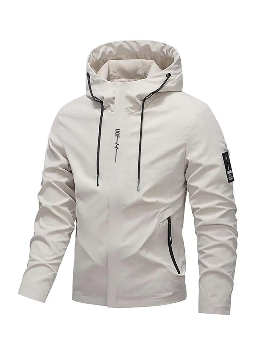 Waterproof Jacket Men Outdoor Softshell Zip Up Hooded Windbreaker Hiking Camping Coats Lightweight Spring Autumn