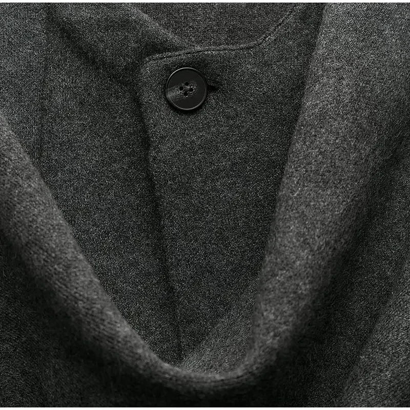 Autumn Short Gray Knitted Cloak Jacket Ladies with Scarf Women Fashion Long Sleeve Loose Cardigan Female Winter Elegant Chic New