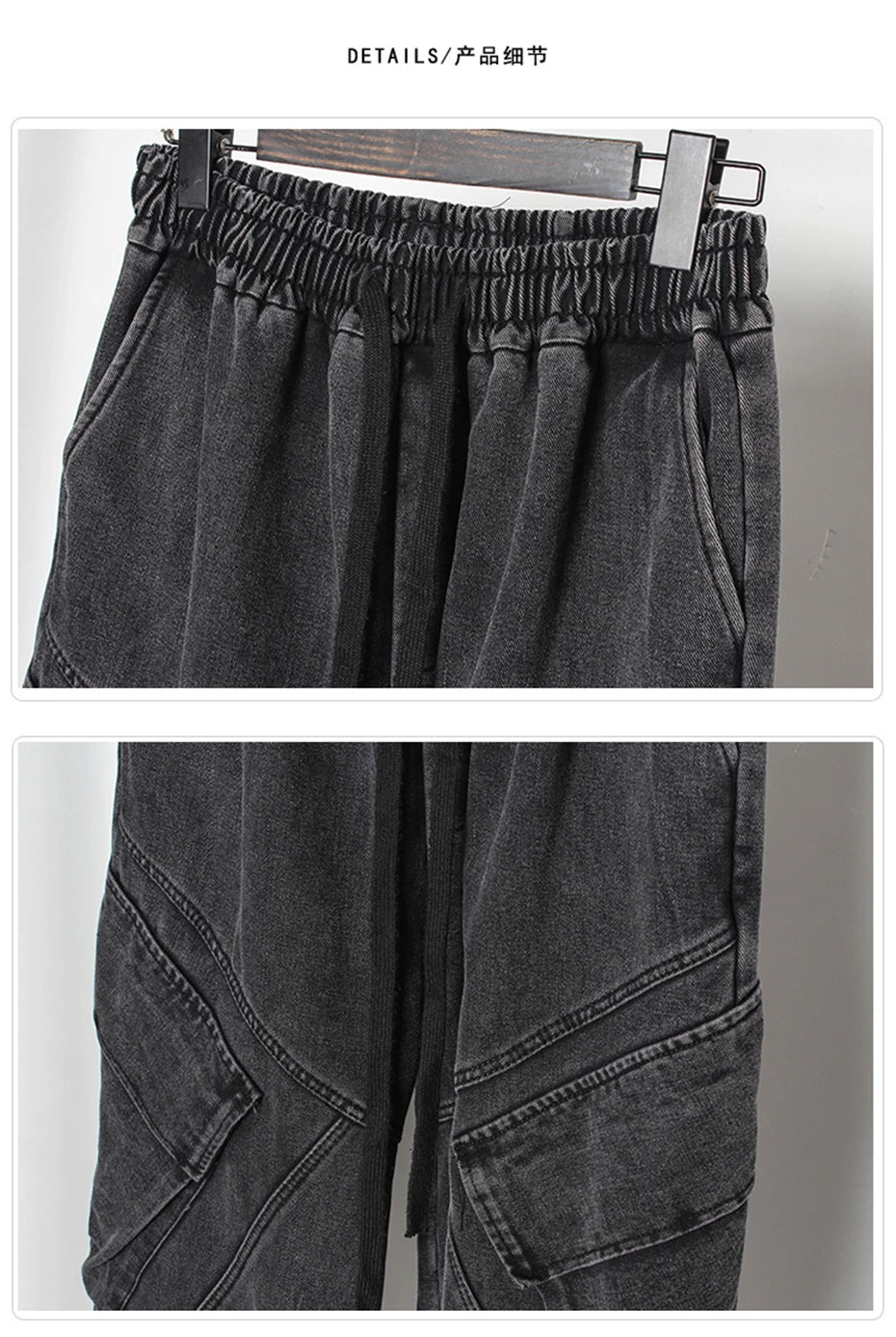 2025 Baggy Jeans Men Punk Hip Hop Black Grey Denim Sweatpants Washed Vintgae Street Casual Cargo Pants Pantalones Hombre