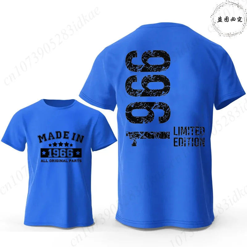 Men's 60th Birthday Vintage Graphic T Shirts: Made in 1966  Limited Edition Tops O Neck Short Sleeve Tees Casual Male Clothing