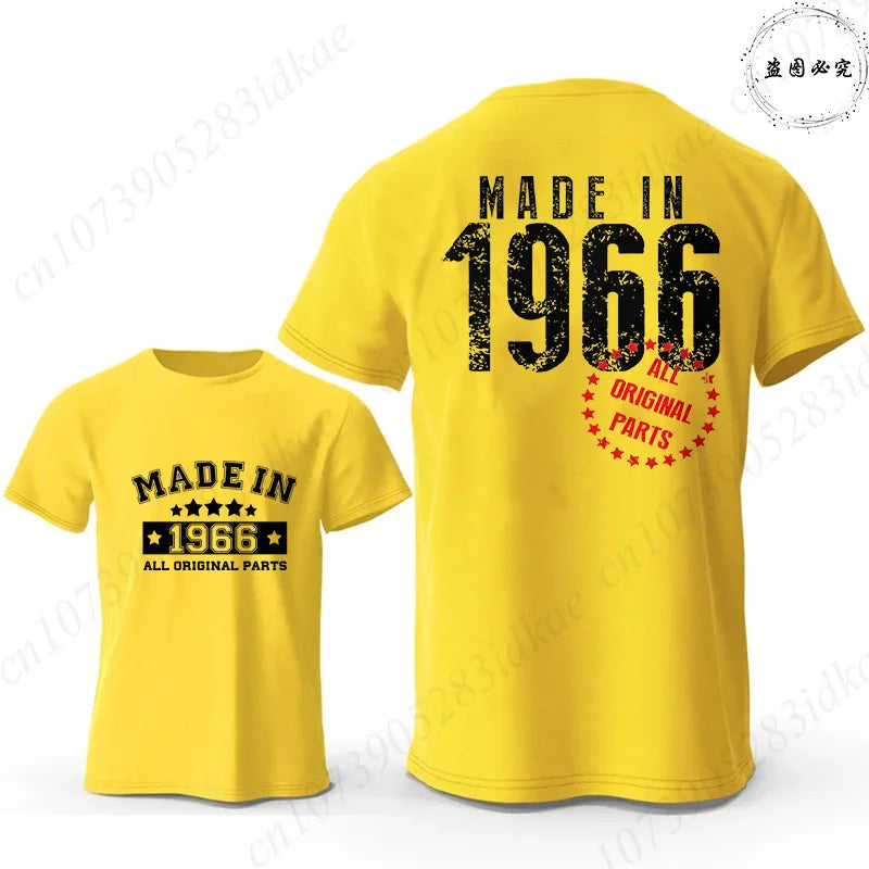Men's 60th Birthday Vintage Graphic T Shirts: Made in 1966  Limited Edition Tops O Neck Short Sleeve Tees Casual Male Clothing