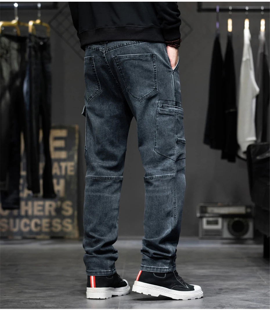 Baggy Jeans Men Plus Size 40 44 Denim Pants Fashion Pockets Cargo Jeans Pants Streetwear Loose Trousers Male Big Size Bottoms