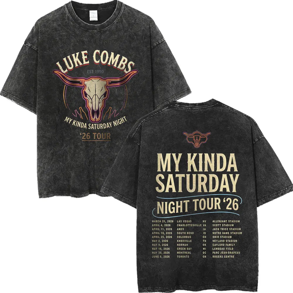 Vintage Washed Luke Combs Tour 2026 Merch T-shirts Men Women Fashion Y2k Oversized T-shirt Summer Casual Short Sleeve T Shirt