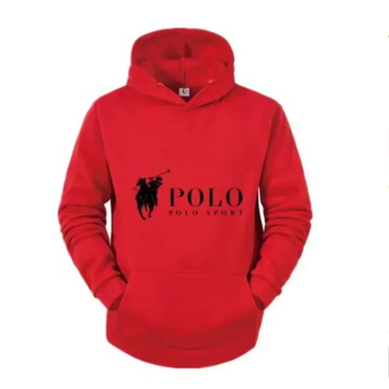 Polo Sport Classic Black Hoodie Men's Casual Sports Pure Cotton Hoodie Fashion Horse Logo Printed Hoodie