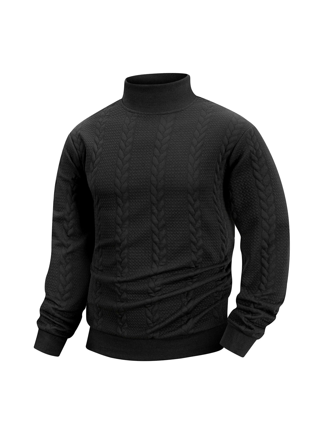 Autumn Casual Long Sleeve Pullover Turtleneck for Old Money Style Solid Color Knitted Jacquard Round Neck Sweater Male Clothing