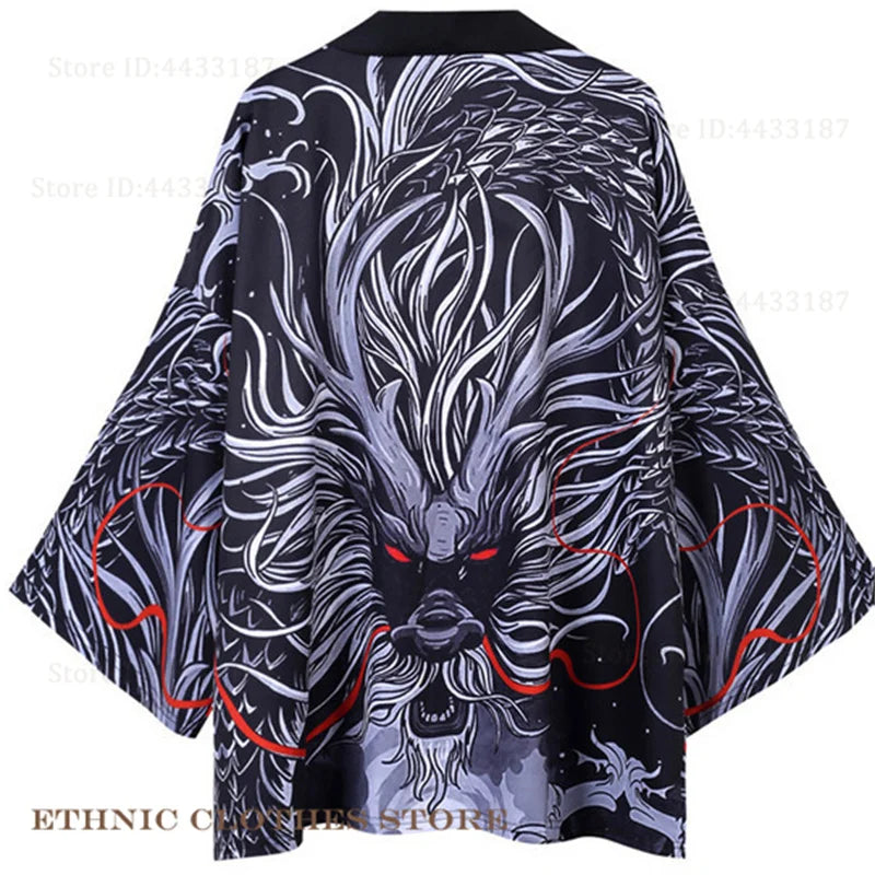 Plus Size 3XL 4XL 5XL Japanese Kimono Cardigan Cosplay Haori Yukata Top Adult Traditional Samurai Costume Loose Men Male Shirt