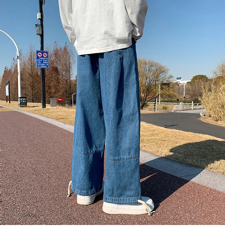 Baggy Jeans Trousers Male Denim Pants Black Wide Leg Pants Men's Jeans Oversize Cargo Korean Streetwear Hip Hop Harajuku