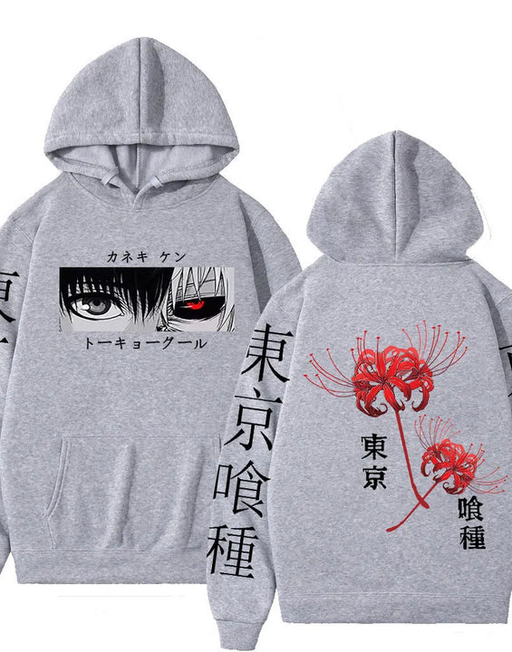 Anime Tokyo Ghoul Spider Lily Hoodies Manga Cool Ken Kaneki Eyes Men Women Sweatshirts Fashion Harajuku Long Sleeve Pullovers