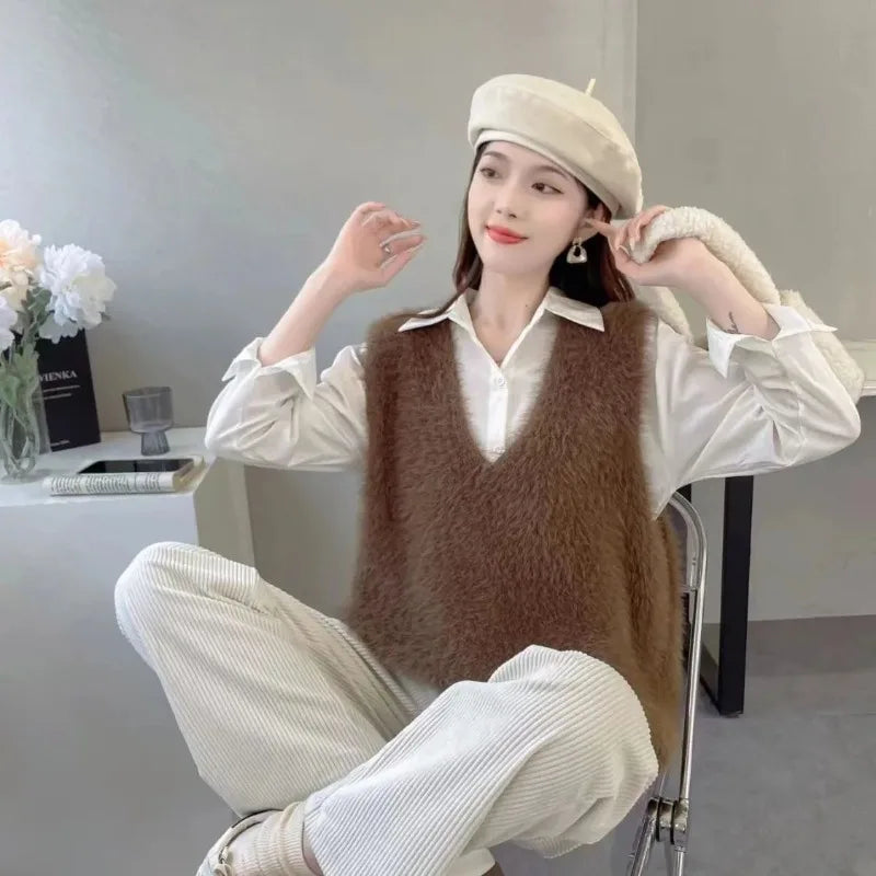 Cropped Lady Sweaters Warm Y2k Vintage Waistcoat Classic On Offer Tops 2025 Casual Smooth The Trip V-neck Knit Vests For Women