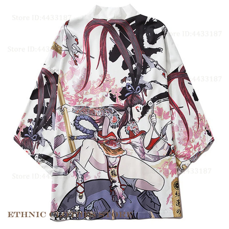 Plus Size 3XL 4XL 5XL Japanese Kimono Cardigan Cosplay Haori Yukata Top Adult Traditional Samurai Costume Loose Men Male Shirt