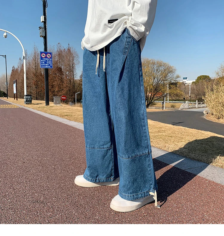 Baggy Jeans Trousers Male Denim Pants Black Wide Leg Pants Men's Jeans Oversize Cargo Korean Streetwear Hip Hop Harajuku