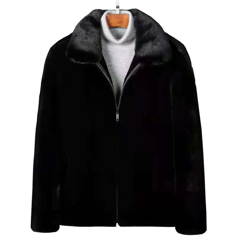 Supzoom 2022 New Arrival Top Fashion Winter Warm Flowing Gold Mink Imitation Sheep Sheared Fur Zipper Men's Solid Hooded Jacket