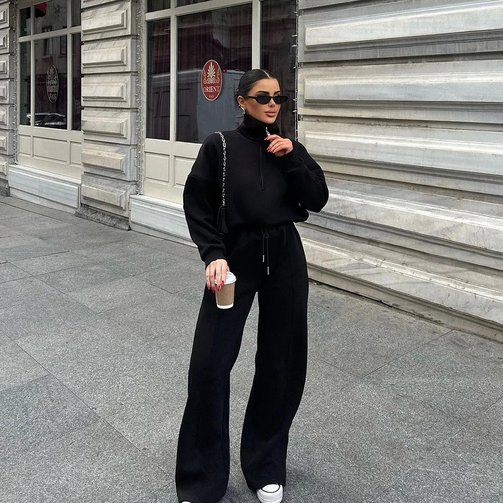 Fashion Autumn Winter Pants Sets Women Fashion Solid Color Pullover Sweatshirt Trousers Two Piece Set Female Casual Streetwear