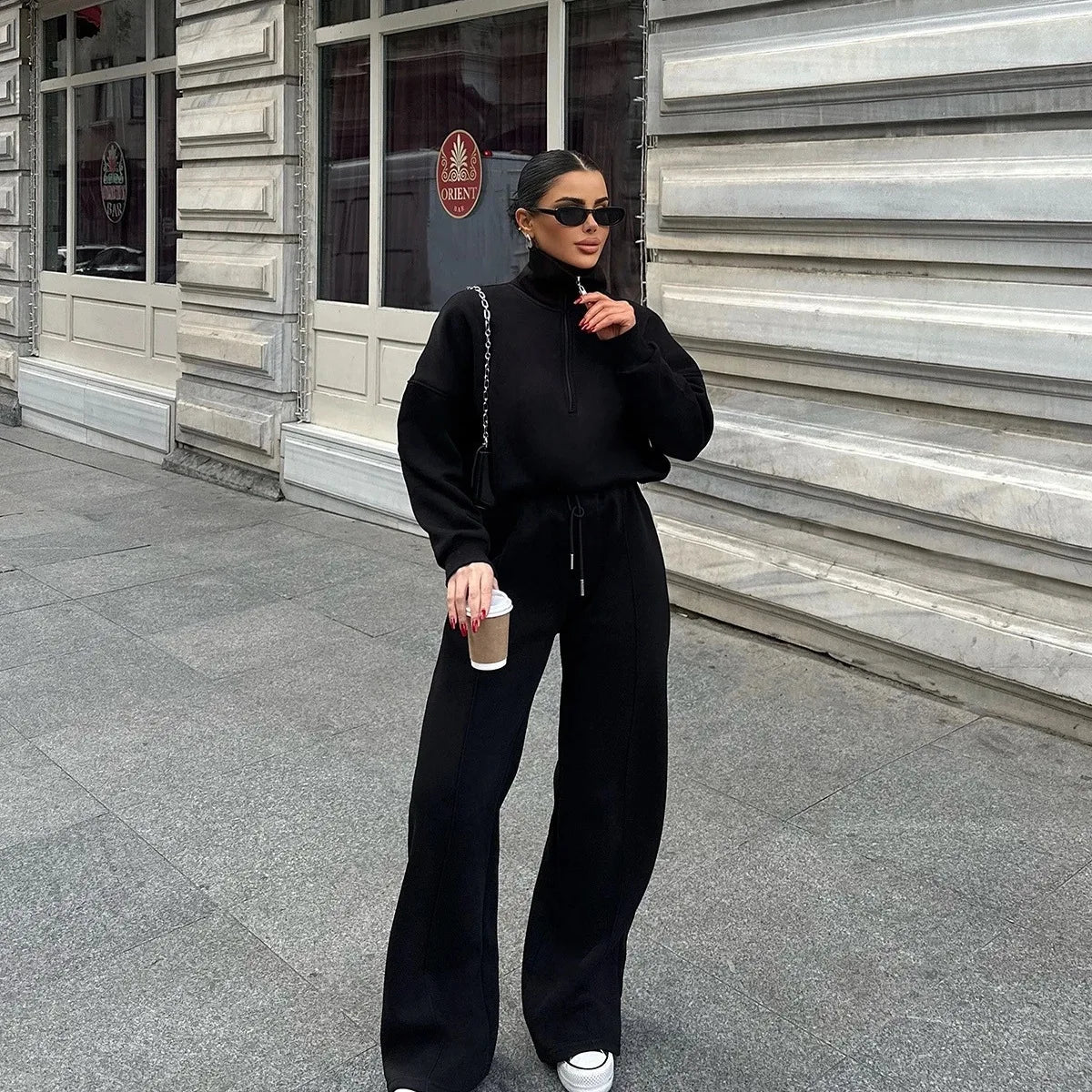 Fashion Autumn Winter Pants Sets Women Fashion Solid Color Pullover Sweatshirt Trousers Two Piece Set Female Casual Streetwear