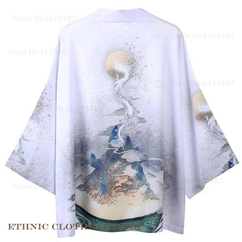 Plus Size 3XL 4XL 5XL Japanese Kimono Cardigan Cosplay Haori Yukata Top Adult Traditional Samurai Costume Loose Men Male Shirt