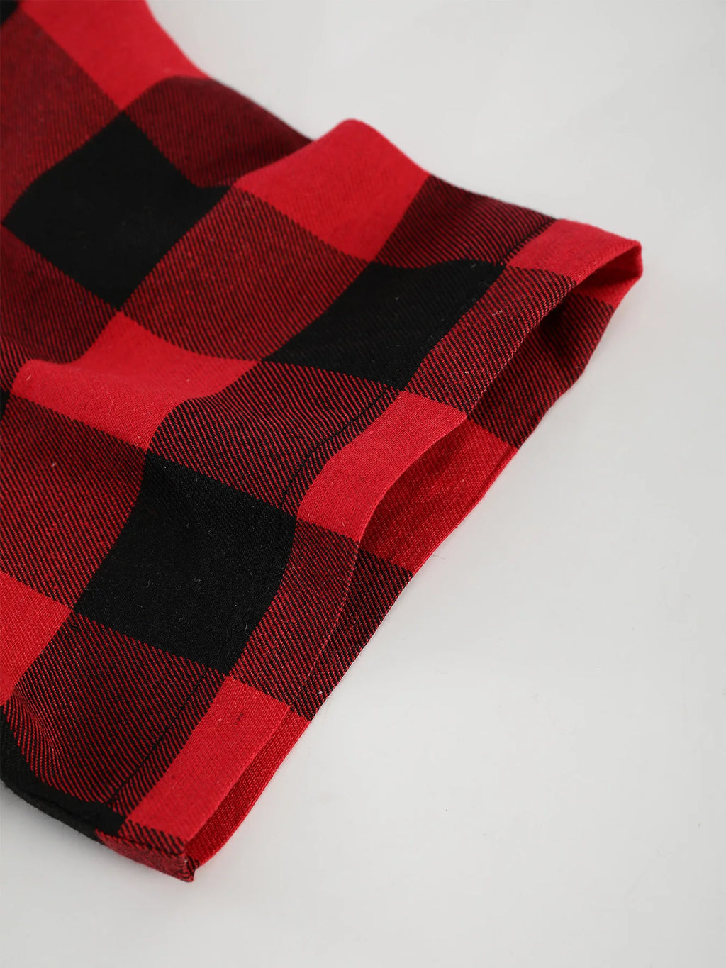 Men's Red Black Plaid Short Sleeve Shirt Summer Loose Casual Vintage Top