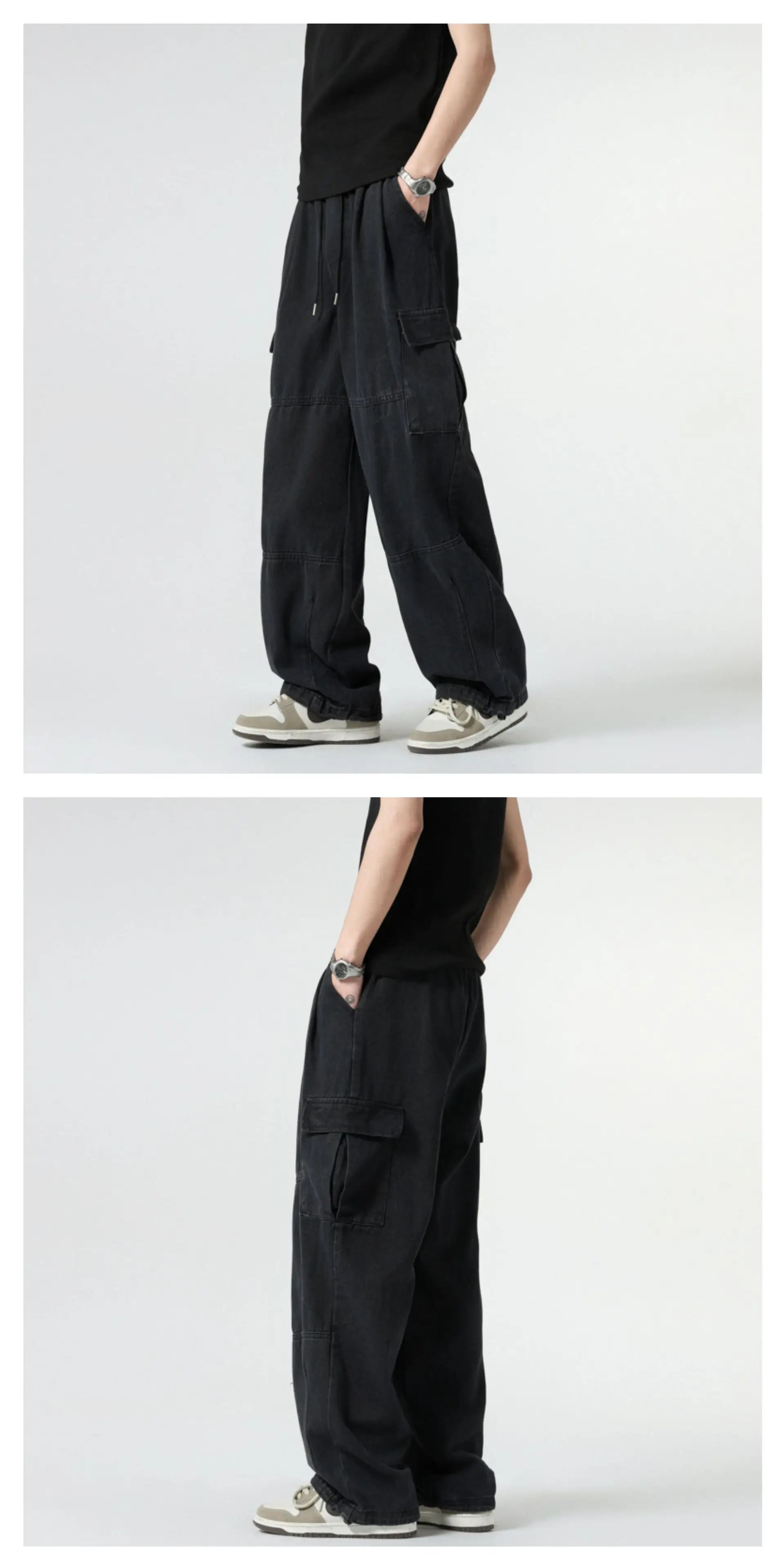 Baggy Jeans Spring Autumn New Men's Cargo Pants Casual Wide Leg Jogging Trousers Vintage Loose Work Jeans Man Hip Hop Streetwear