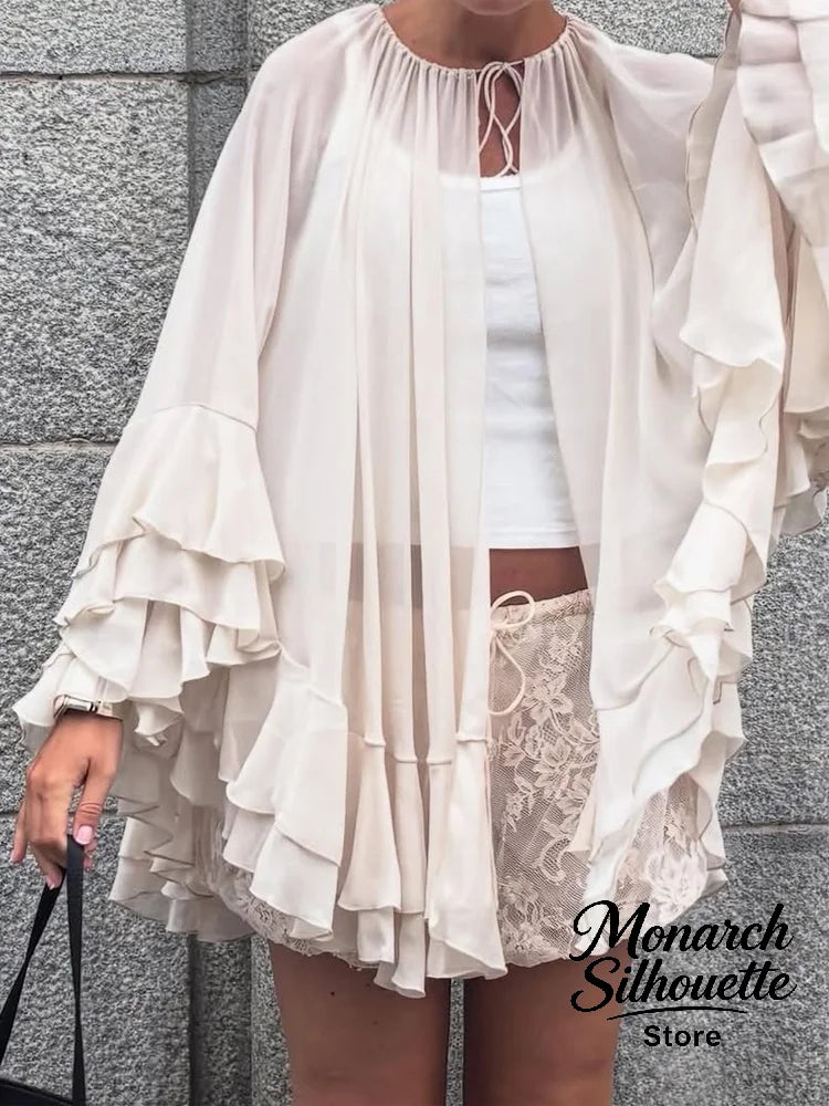 Chic Embroidery Tassel Shawl Women Casual Solid Stand Neck Sleeveless Irregular Short Top 2026 Female Vacation Daily Clothes New