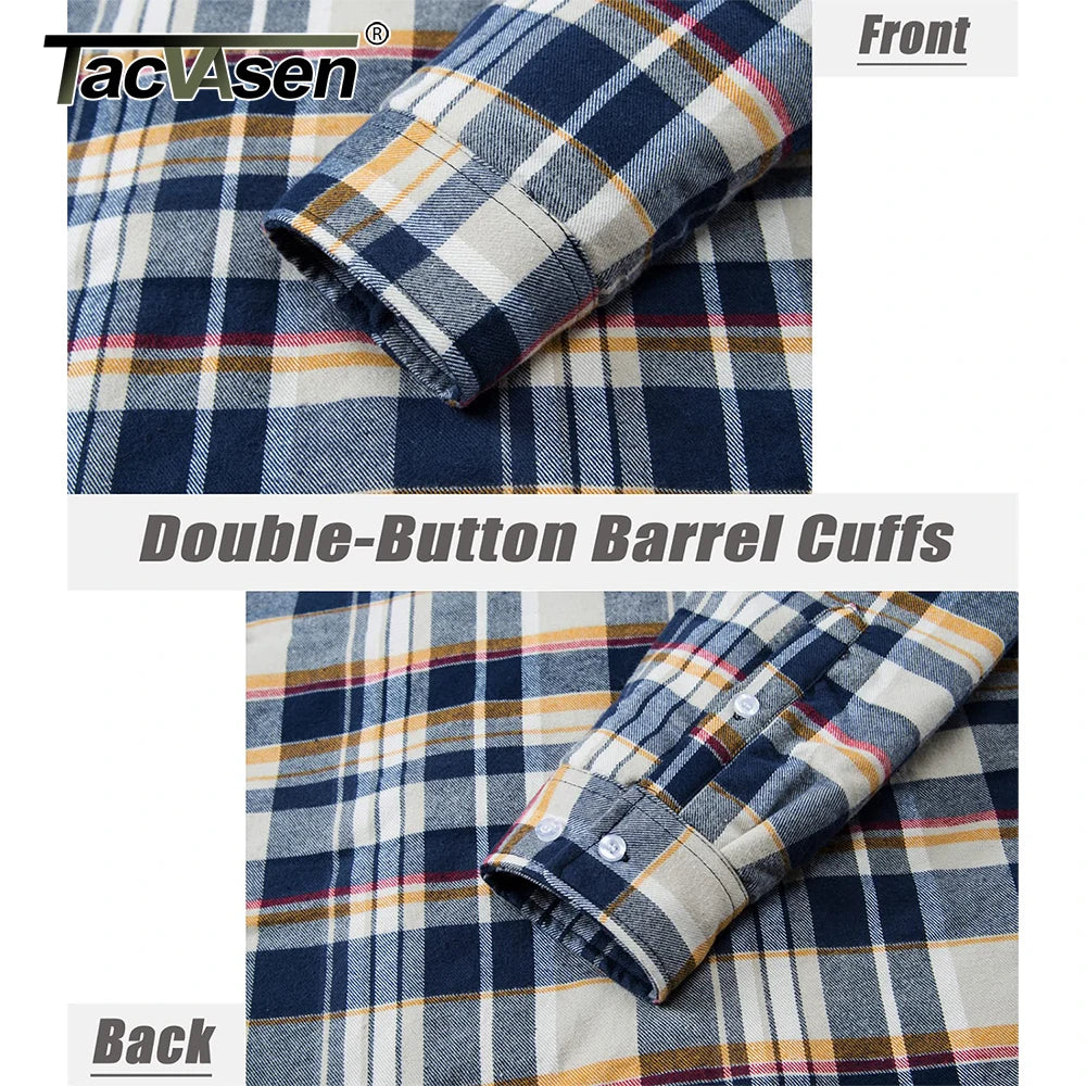 TACVASEN Men's Flannel Shirt Jacket with Removable Hood Plaid Quilted Lined Winter Coats Thick Hoodie Outwear Man Fleece Shirts
