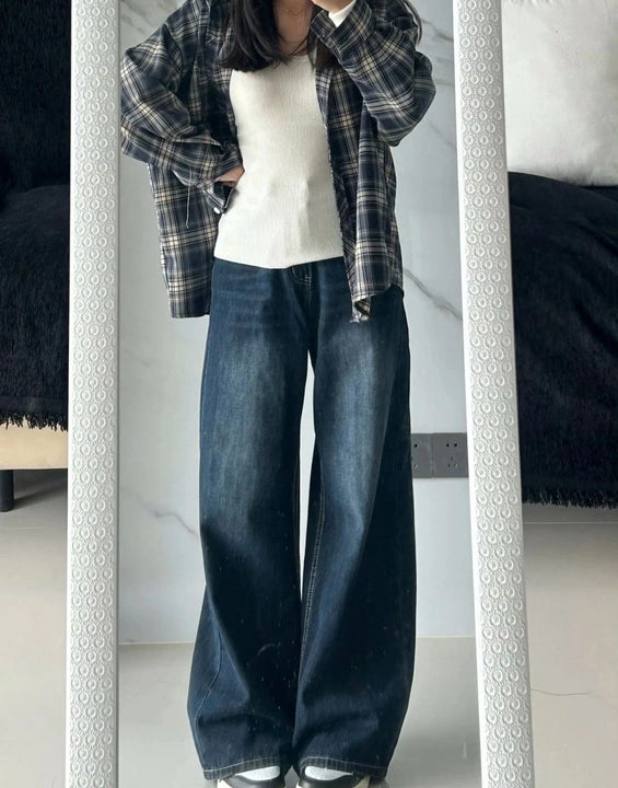 Womens Jeans Baggy Jeans Y2k Retro  Loose Straight Leg Washed Denim High Waist Slimming Comfort Fit Long Pants For Women