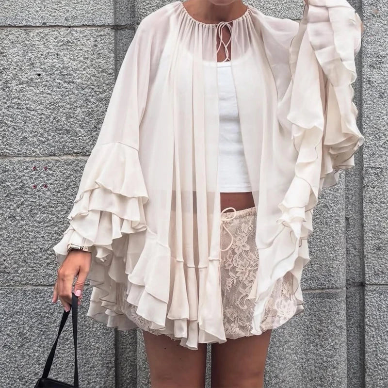 Chic Embroidery Tassel Shawl Women Casual Solid Stand Neck Sleeveless Irregular Short Top 2026 Female Vacation Daily Clothes New