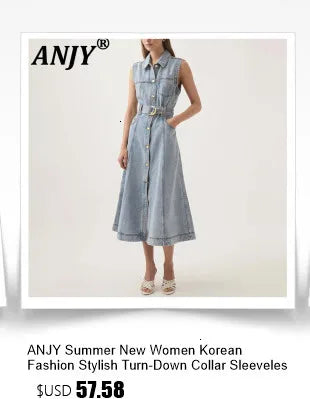 ANJY Spring Autumn New Women Washed Vintage Ripped Design High Street Jeans Trendy Fashion Straight Versatile Denim Pants A23084