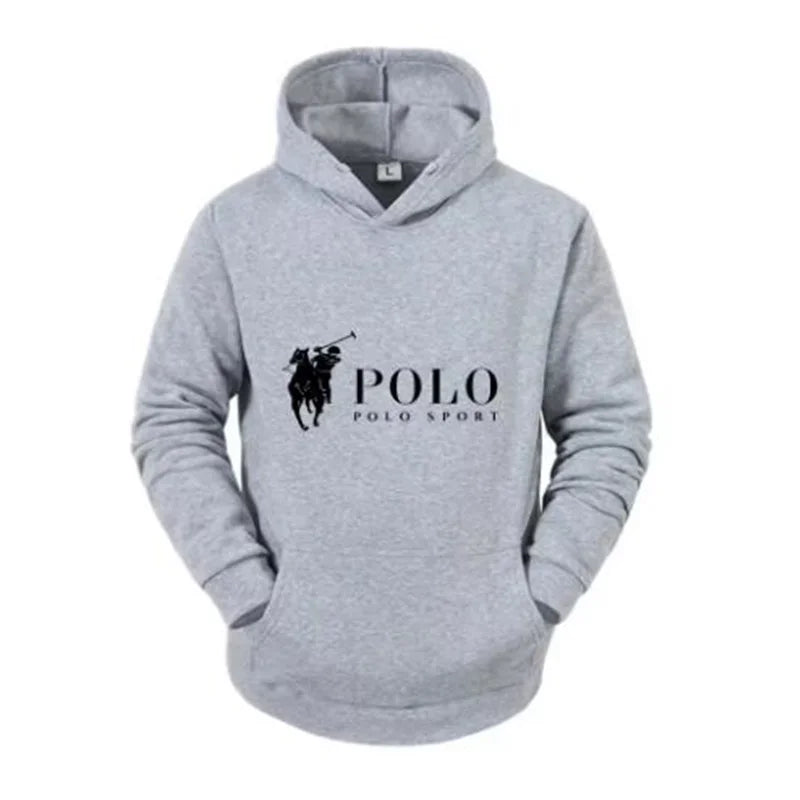 Polo Sport Classic Black Hoodie Men's Casual Sports Pure Cotton Hoodie Fashion Horse Logo Printed Hoodie