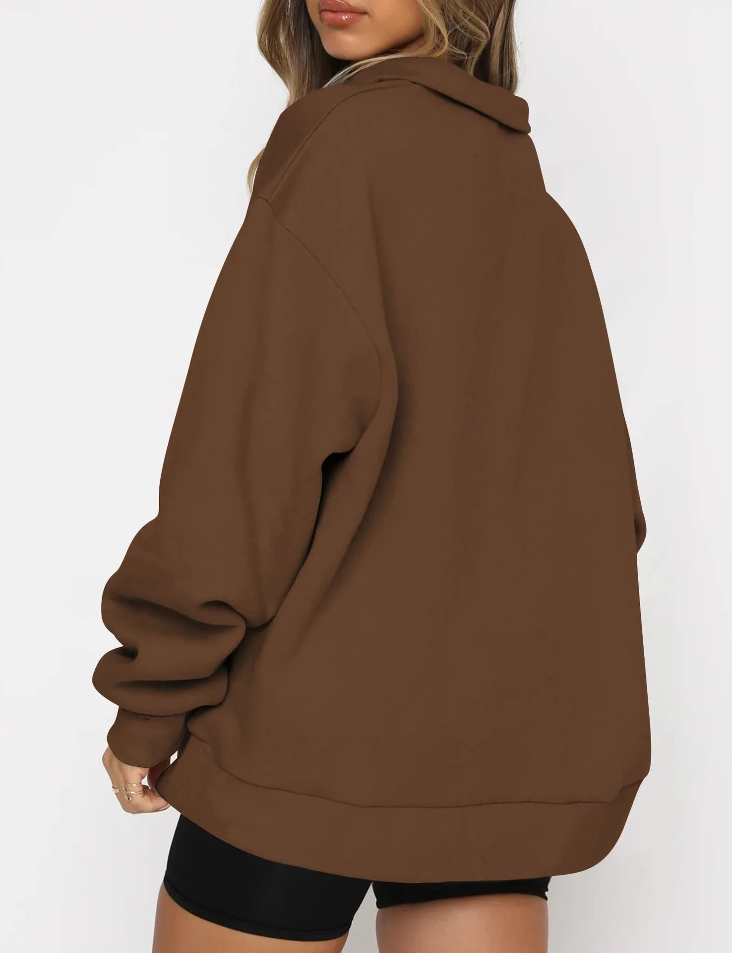 Women Sweatshirts Turn Down Collar Zipper Pullovers Long Sleeve Spliced Thick Warm Sweatshirt Outwear Autumn Winter 2024
